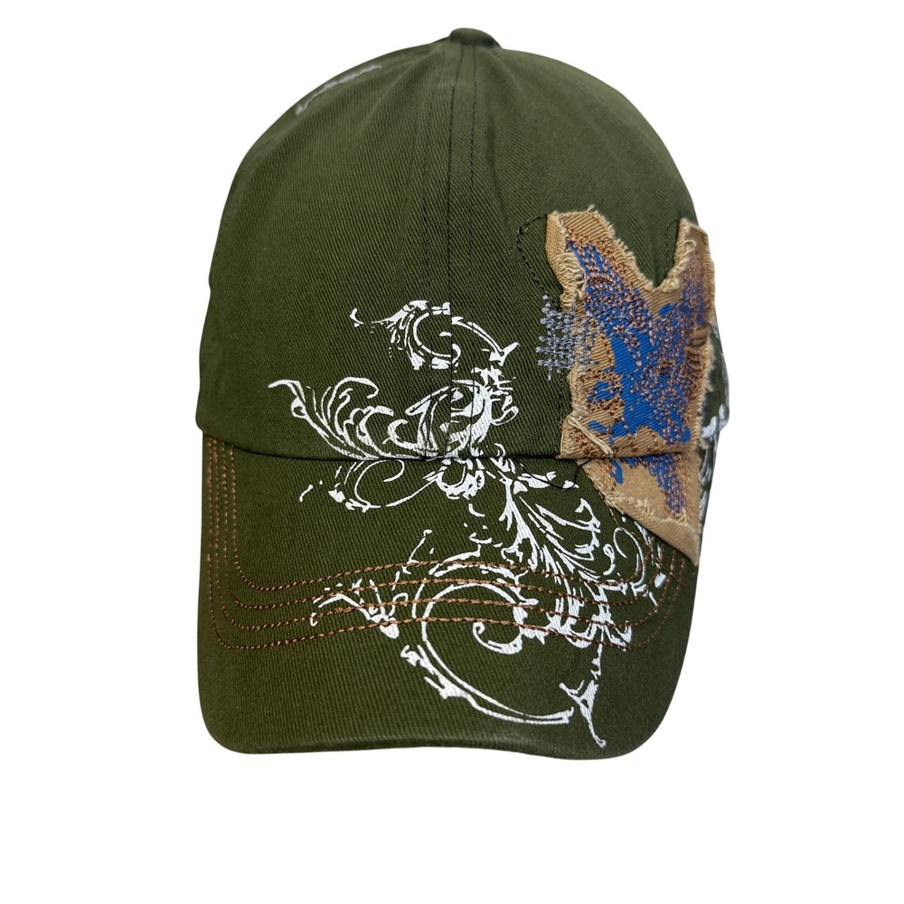Unbranded Baseball Cap Mens OSFM Green Distressed Eagle Filigree Y2K Hat